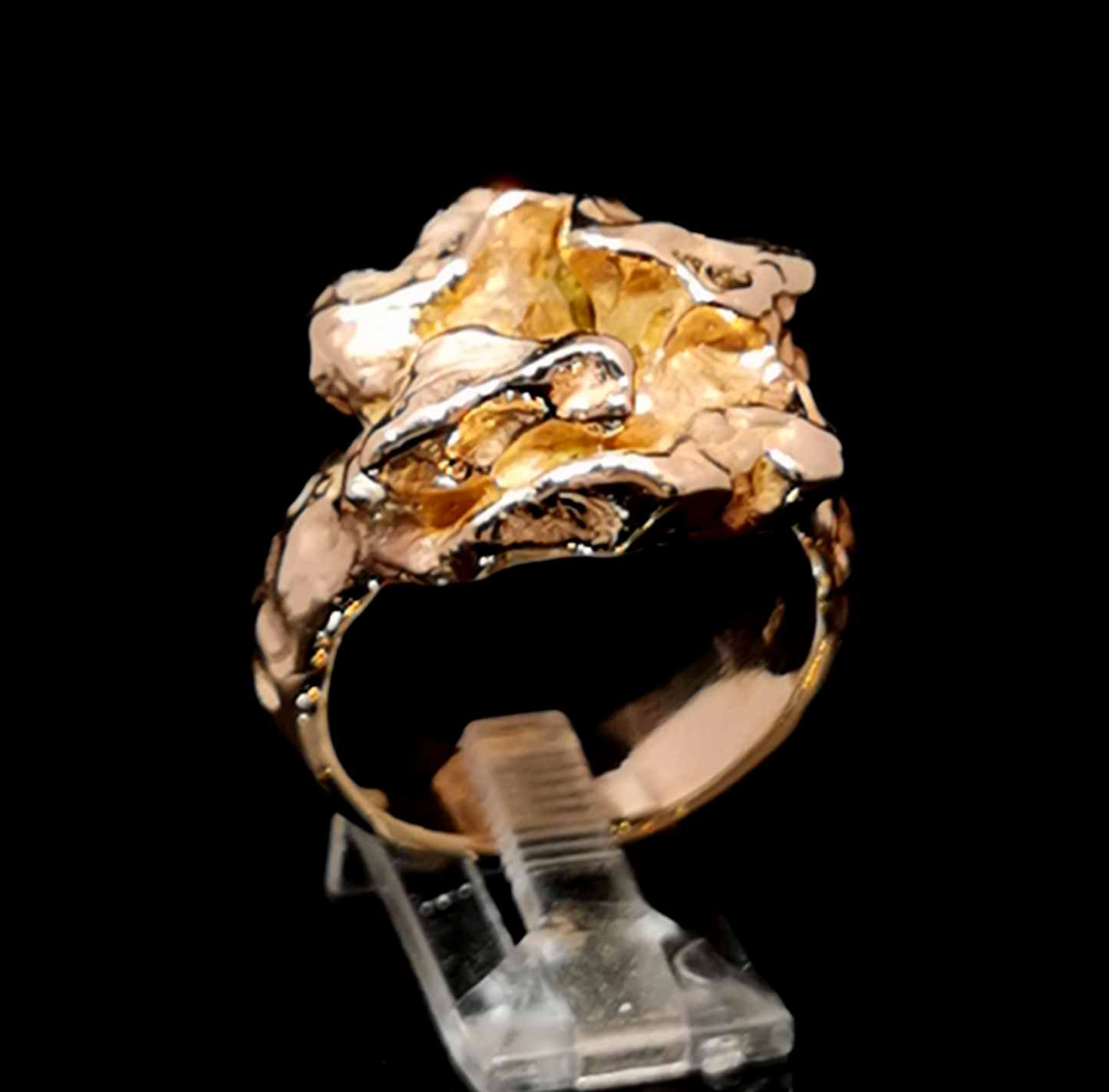 Large nugget style ring in antique bronze, size 11