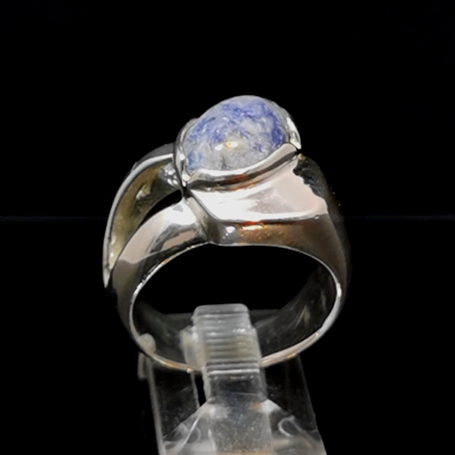 Sodalite Cabochon Cocktail Ring in Sterling Silver, size 6
