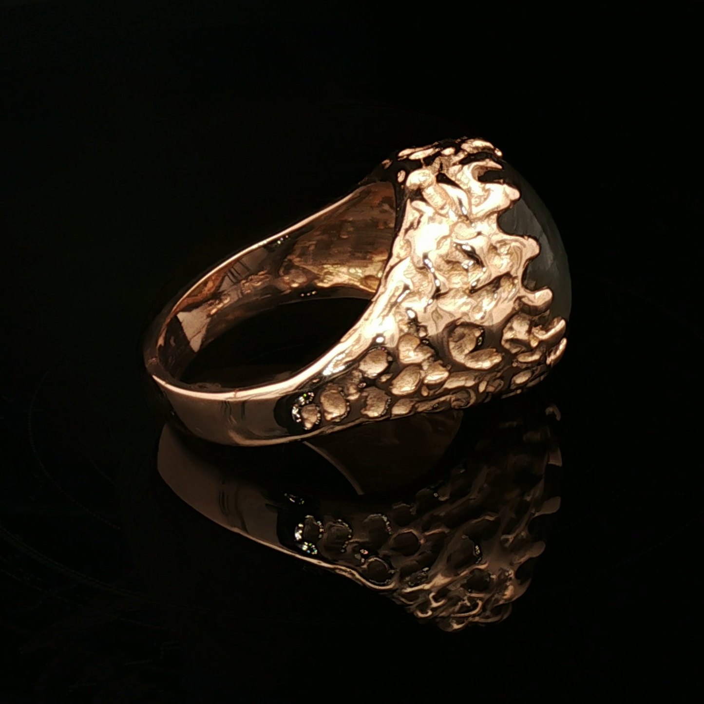 Antique Bronze Large Oval Labradorite ring size 9.25