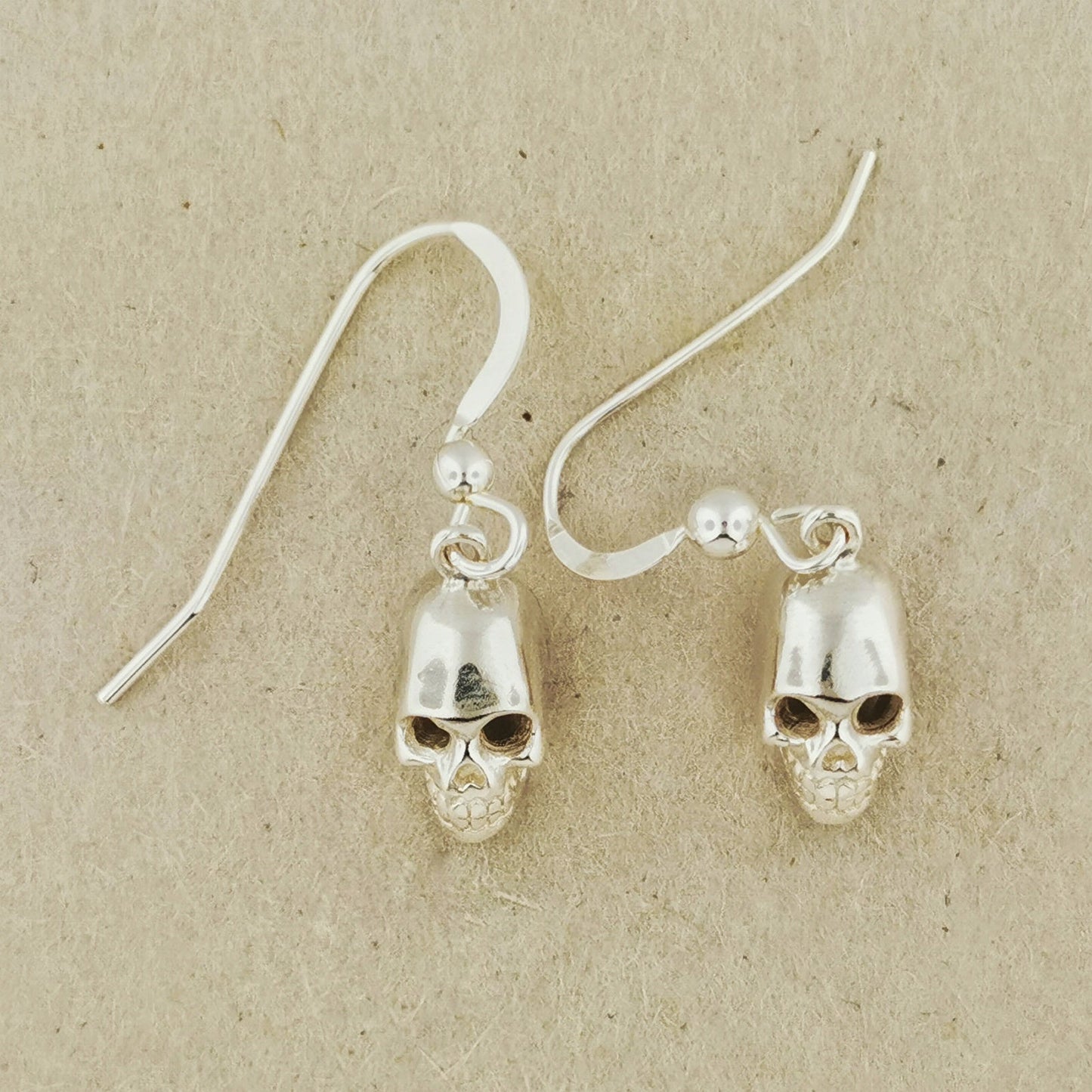 3D Skull Earrings In Sterling Silver or Antique Bronze - Le Dragon Argenté