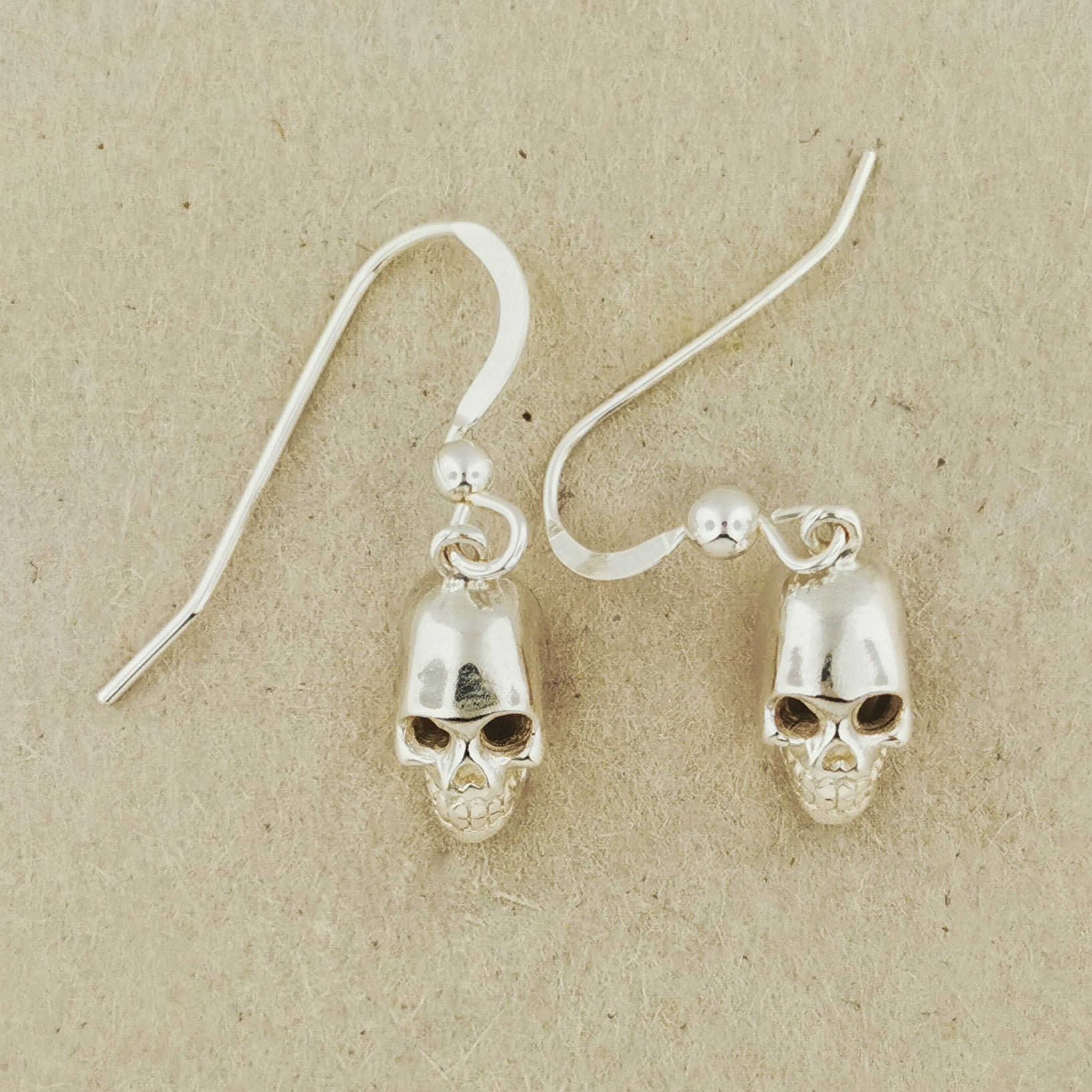 3D Skull Earrings In Sterling Silver or Antique Bronze - Le Dragon Argenté