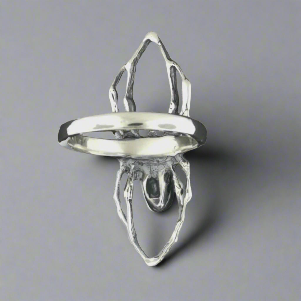 3D Spider Ring in Sterling Silver or Antique Bronze - Le Dragon Argenté