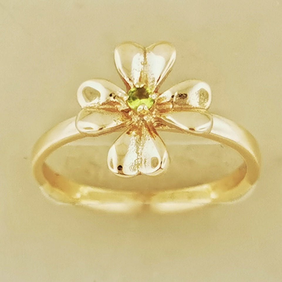 4 Leaf Clover Birthstone Ring In Antique Bronze - Le Dragon Argenté