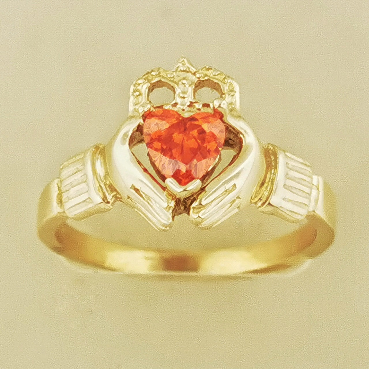 Antique Bronze Claddagh Ring with Birthstone Heart - Le Dragon Argenté