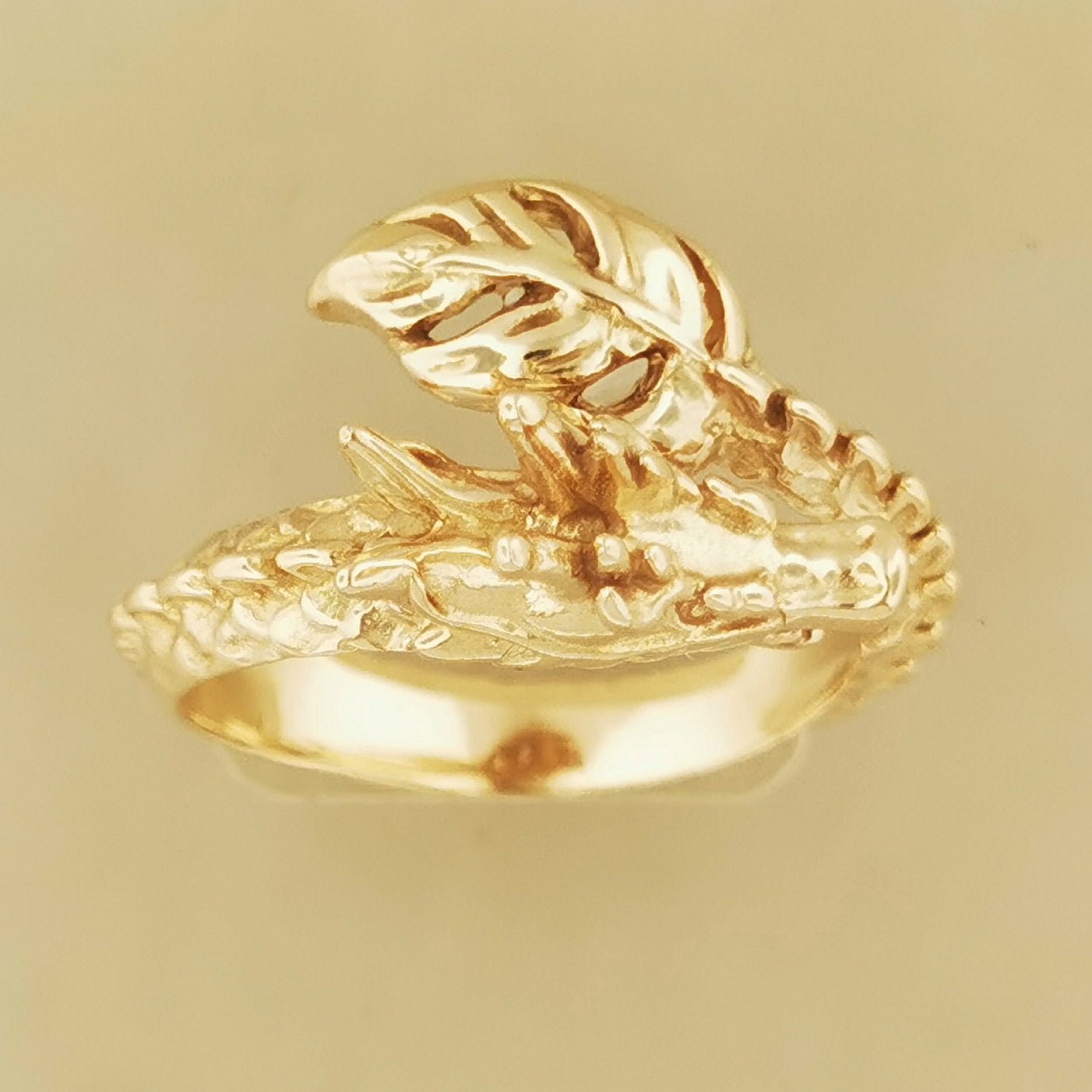 Adjustable Asian Dragon Ring with detailed scales and whiskers in sterling silver, antique bronze, or stainless steel. Handmade fantasy jewellery by Le Dragon Argenté