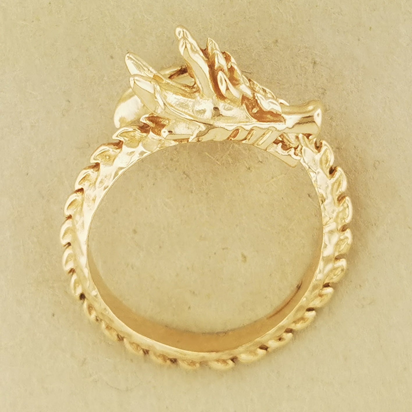 Adjustable Asian Dragon Ring with detailed scales and whiskers in sterling silver, antique bronze, or stainless steel – handmade fantasy jewellery by Le Dragon Argenté