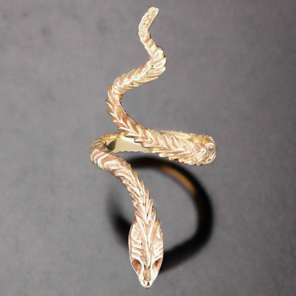 Adjustable snake ring by Le Dragon Argenté – Cleopatra serpent jewellery in sterling silver or antique bronze for fantasy and mythology lovers.