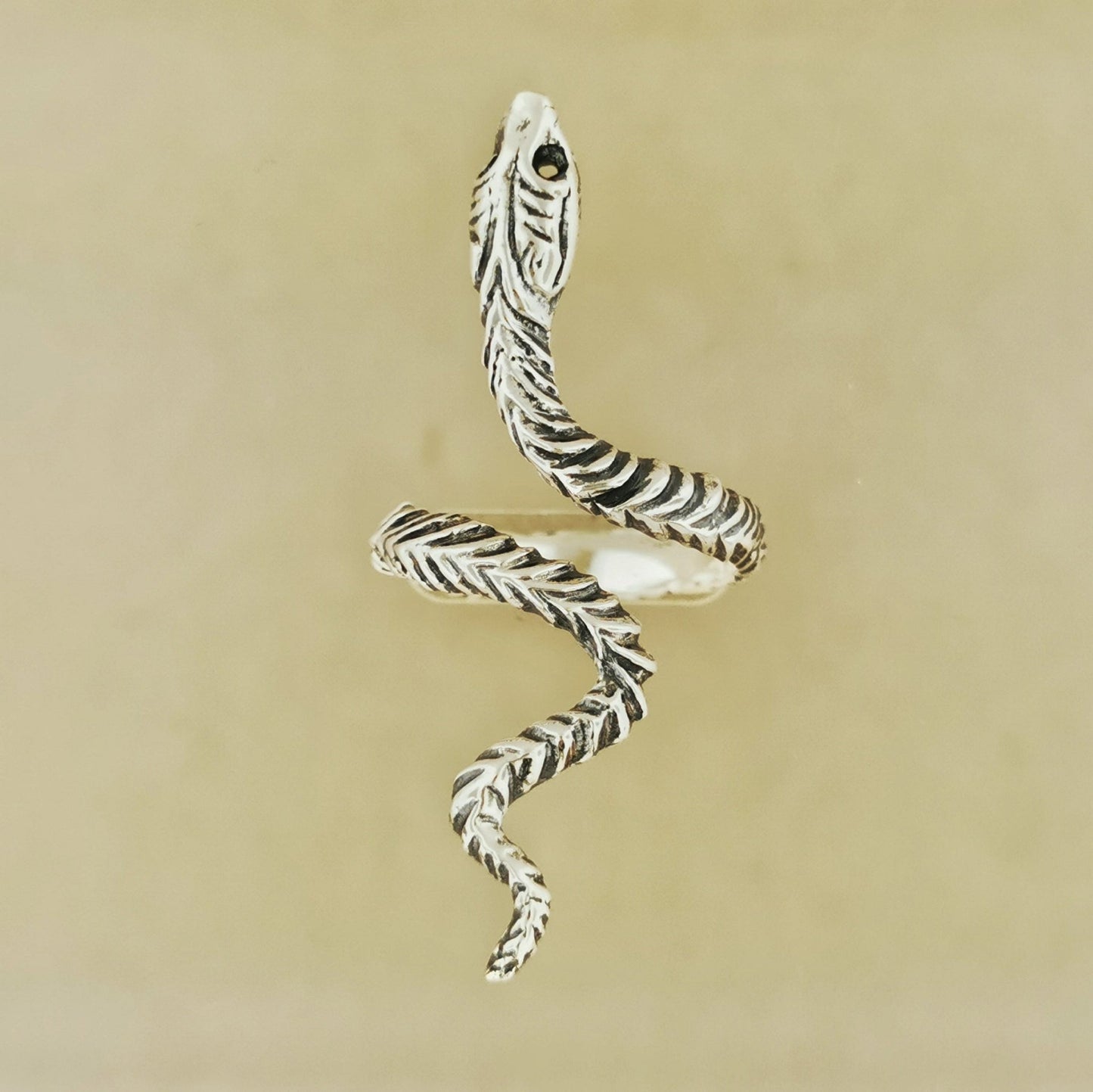 Adjustable snake ring by Le Dragon Argenté – Cleopatra serpent jewellery in sterling silver or antique bronze for fantasy and mythology lovers.