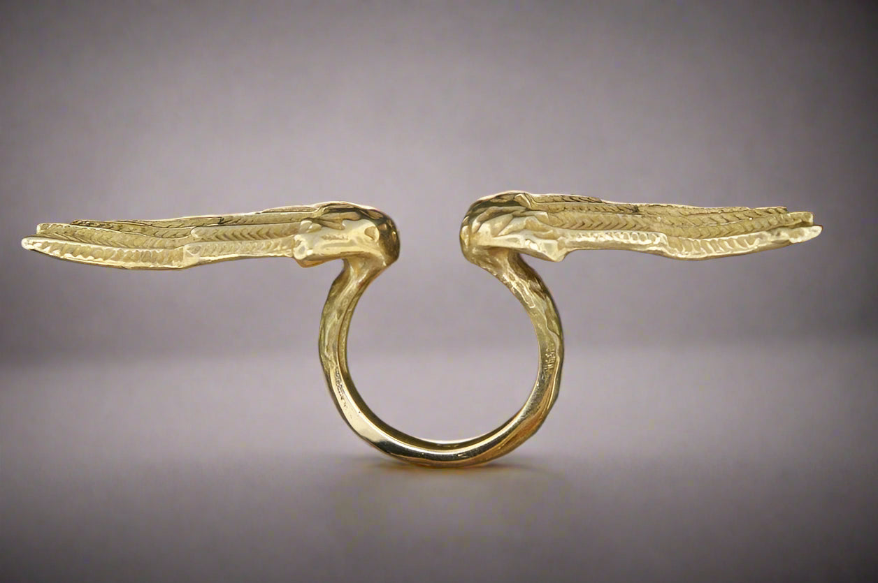 Angel Wings Ring in Sterling Silver or Antique Bronze - Le Dragon Argenté
