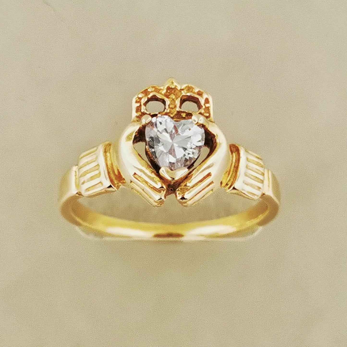 Antique Bronze Claddagh Ring with Gemstone Heart - Le Dragon Argenté