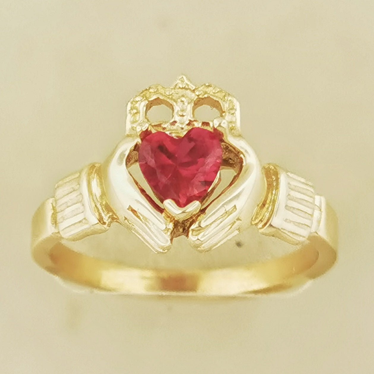 Antique Bronze Claddagh Ring with Gemstone Heart - Le Dragon Argenté - birthstone claddagh - Bronze birthstone claddagh ring - bronze claddagh