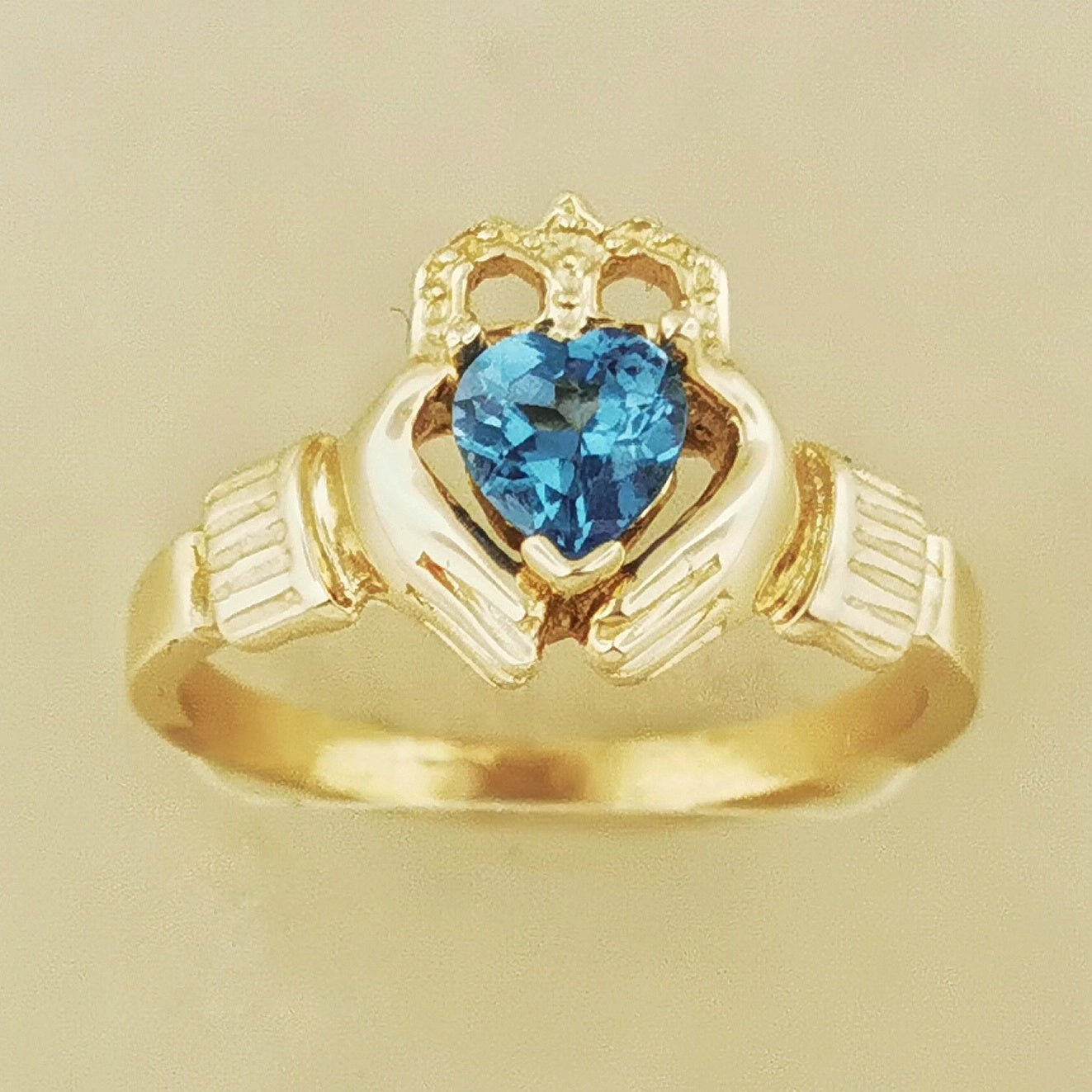 Antique Bronze Claddagh Ring with Gemstone Heart - Le Dragon Argenté - birthstone claddagh - Bronze birthstone claddagh ring - bronze claddagh