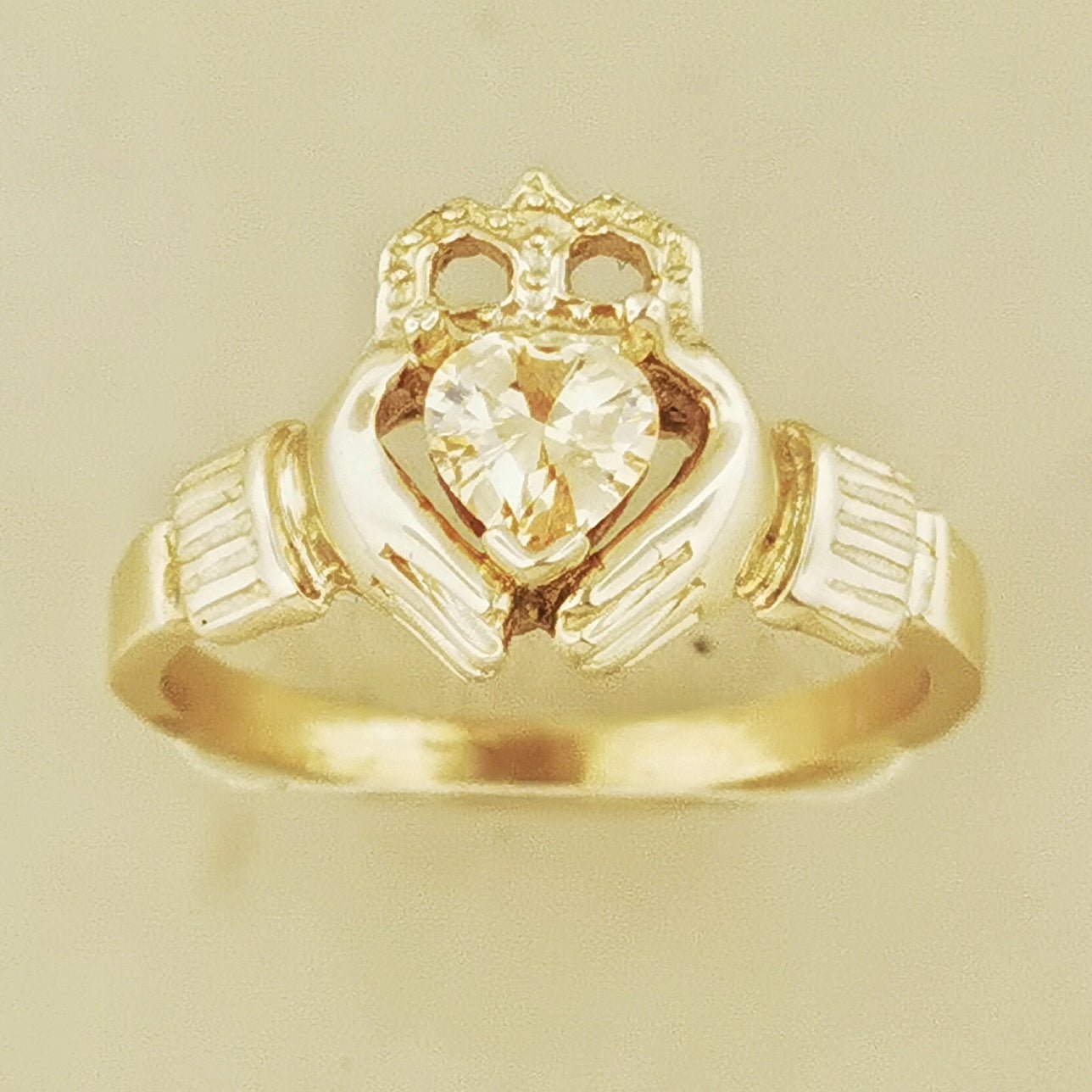 Antique Bronze Claddagh Ring with Birthstone Heart - Le Dragon Argenté