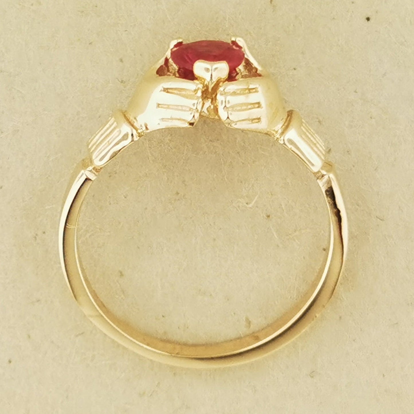 Antique Bronze Claddagh Ring with Gemstone Heart - Le Dragon Argenté