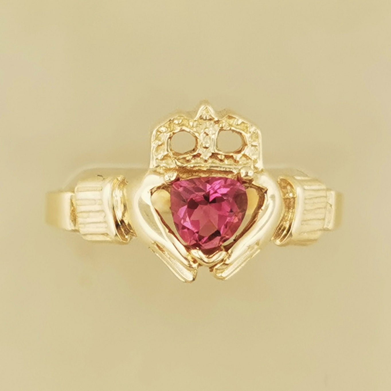 Antique Bronze Claddagh Ring with Gemstone Heart - Le Dragon Argenté