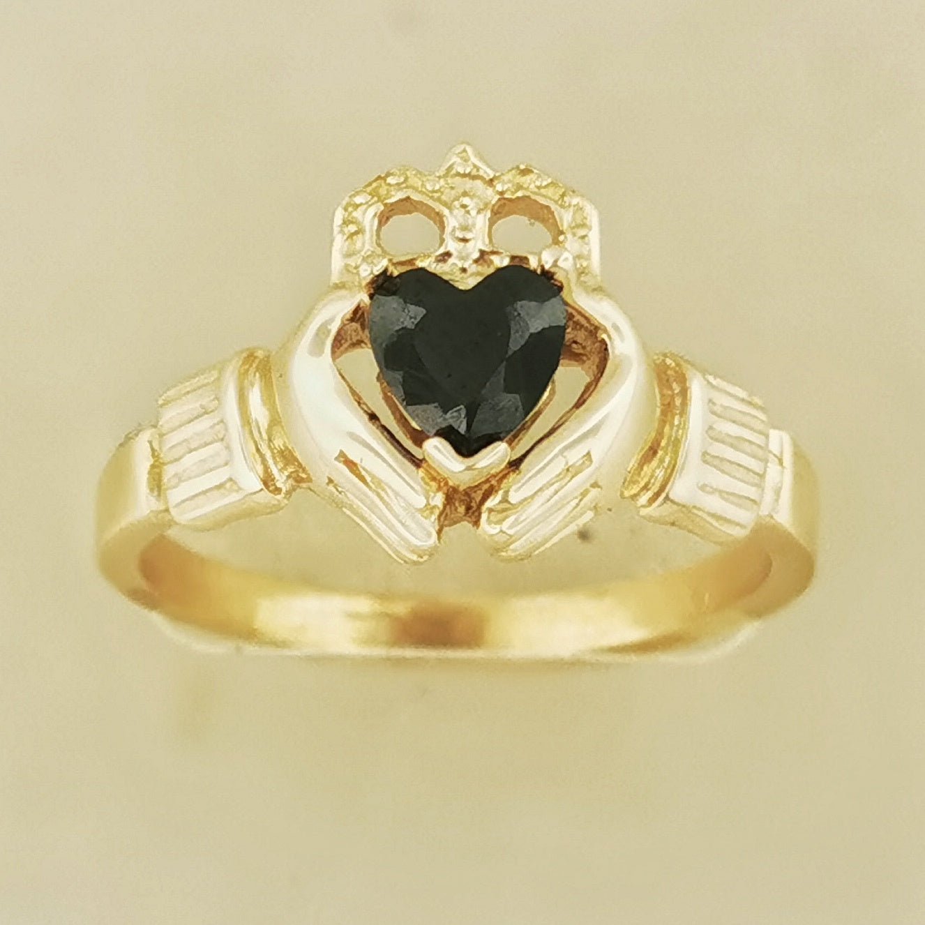 Antique Bronze Claddagh Ring with Birthstone Heart - Le Dragon Argenté