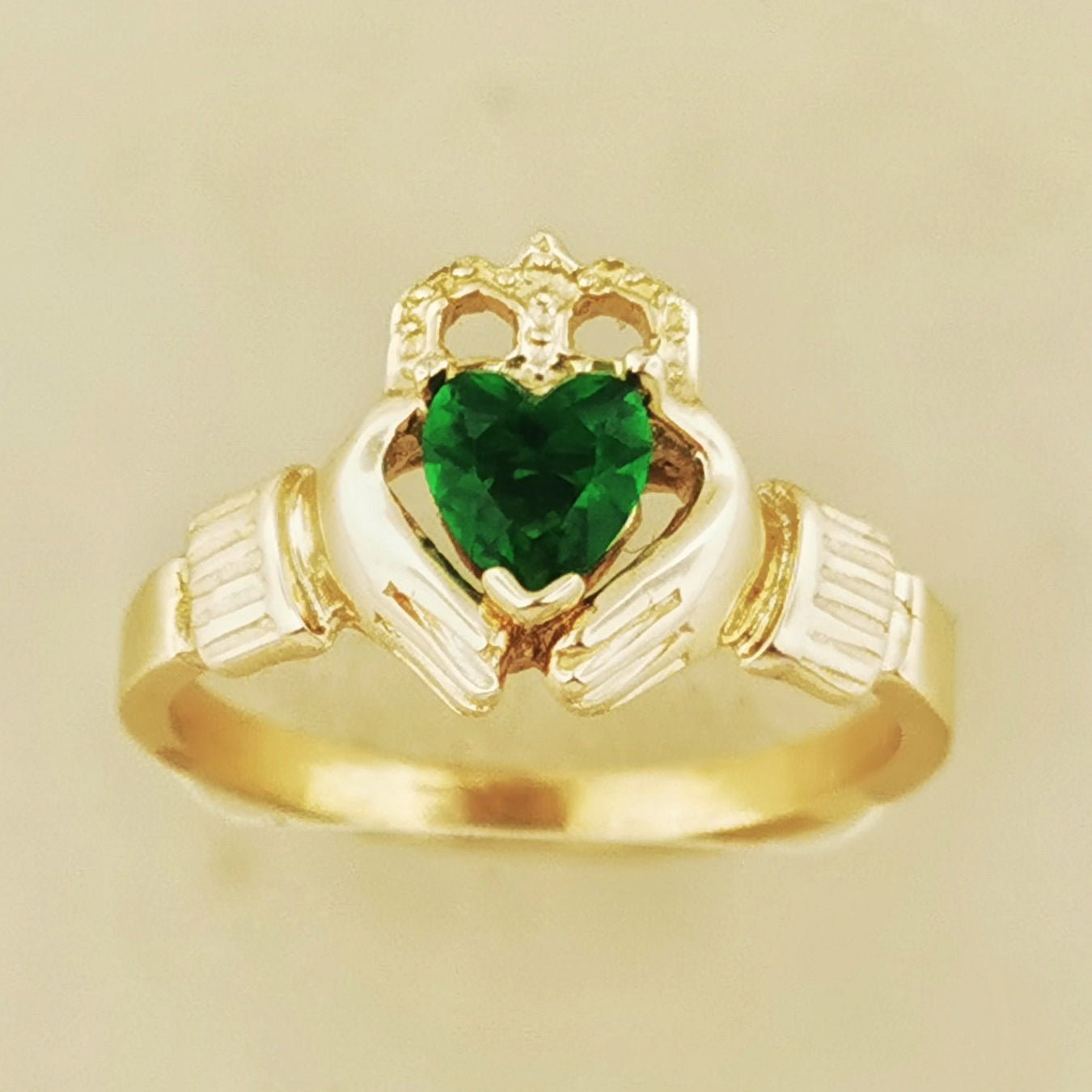 Antique Bronze Claddagh Ring with Birthstone Heart - Le Dragon Argenté