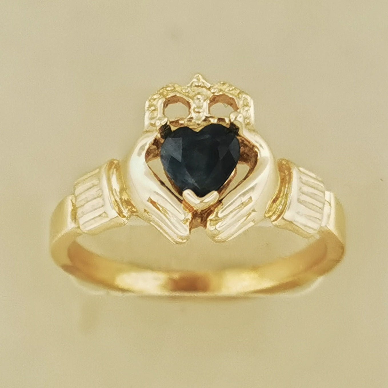 Antique Bronze Claddagh Ring with Gemstone Heart - Le Dragon Argenté