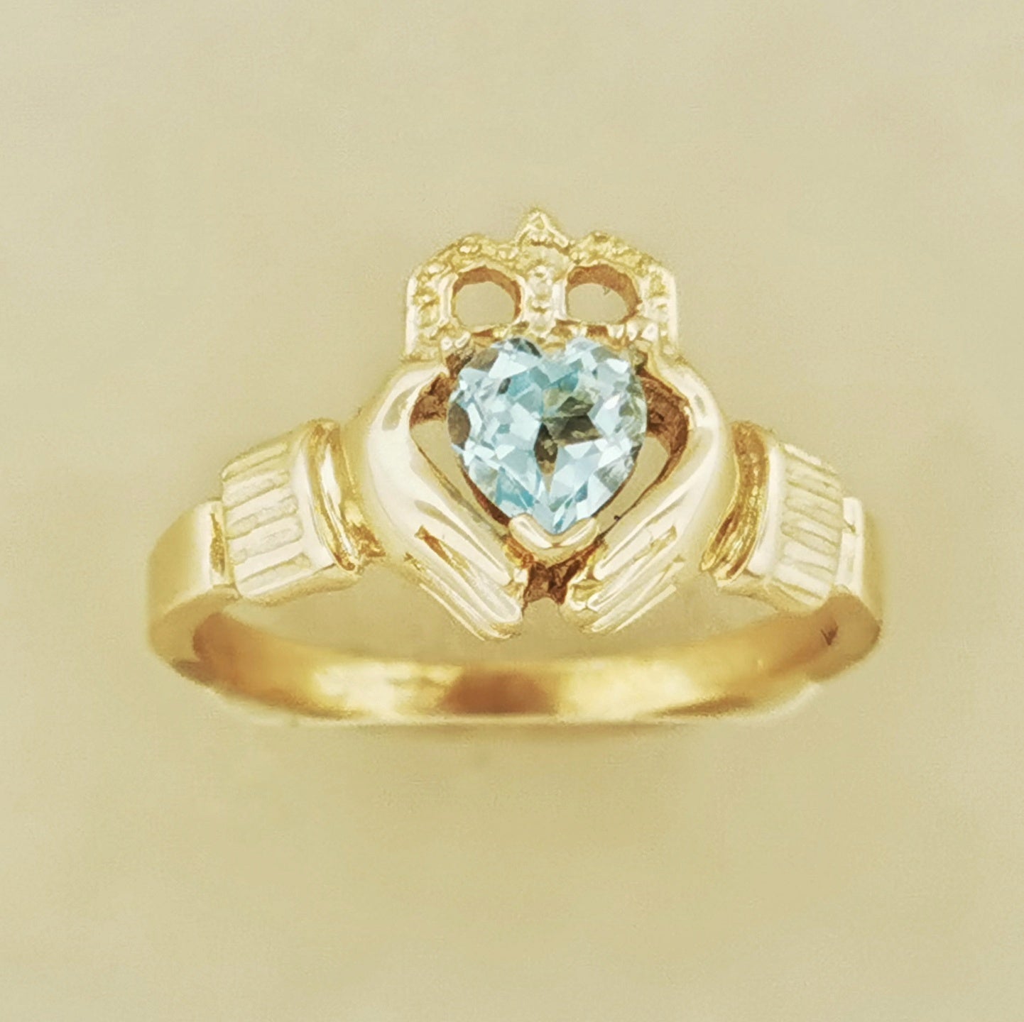 Antique Bronze Claddagh Ring with Gemstone Heart - Le Dragon Argenté