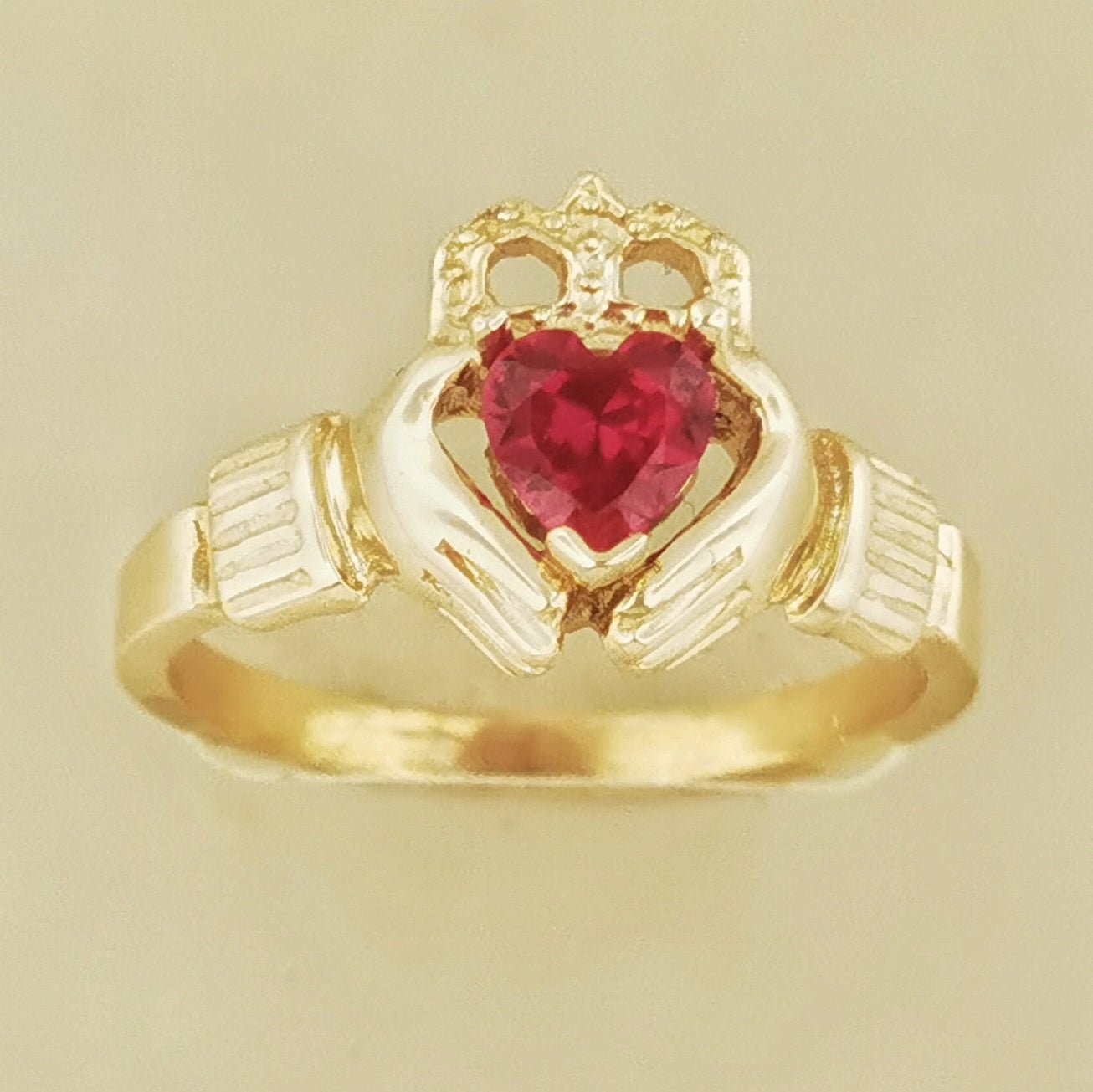 Antique Bronze Claddagh Ring with Gemstone Heart - Le Dragon Argenté