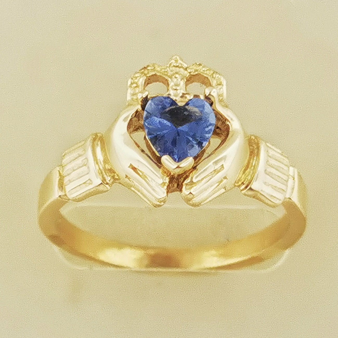 Antique Bronze Claddagh Ring with Birthstone Heart - Le Dragon Argenté