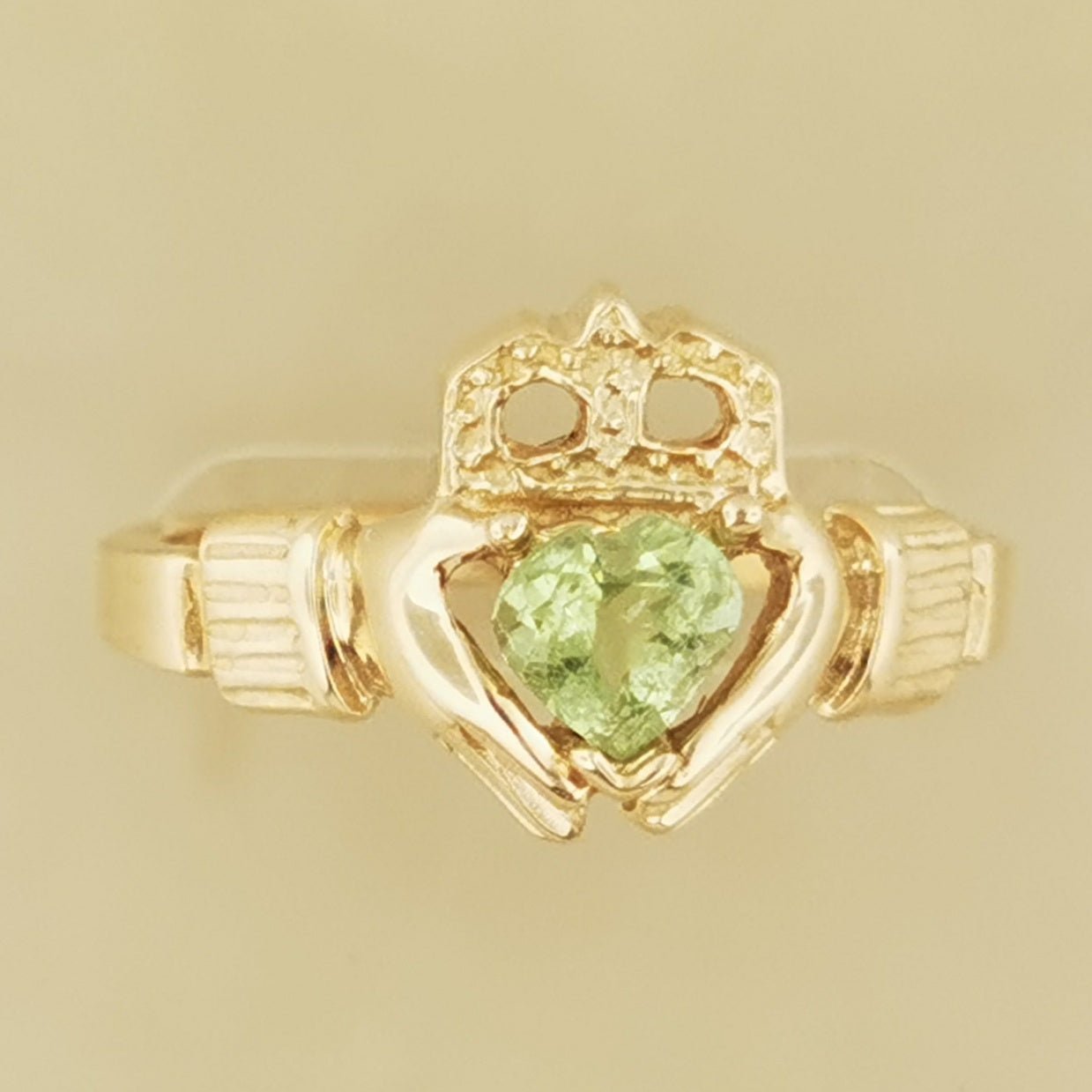 Antique Bronze Claddagh Ring with Gemstone Heart - Le Dragon Argenté