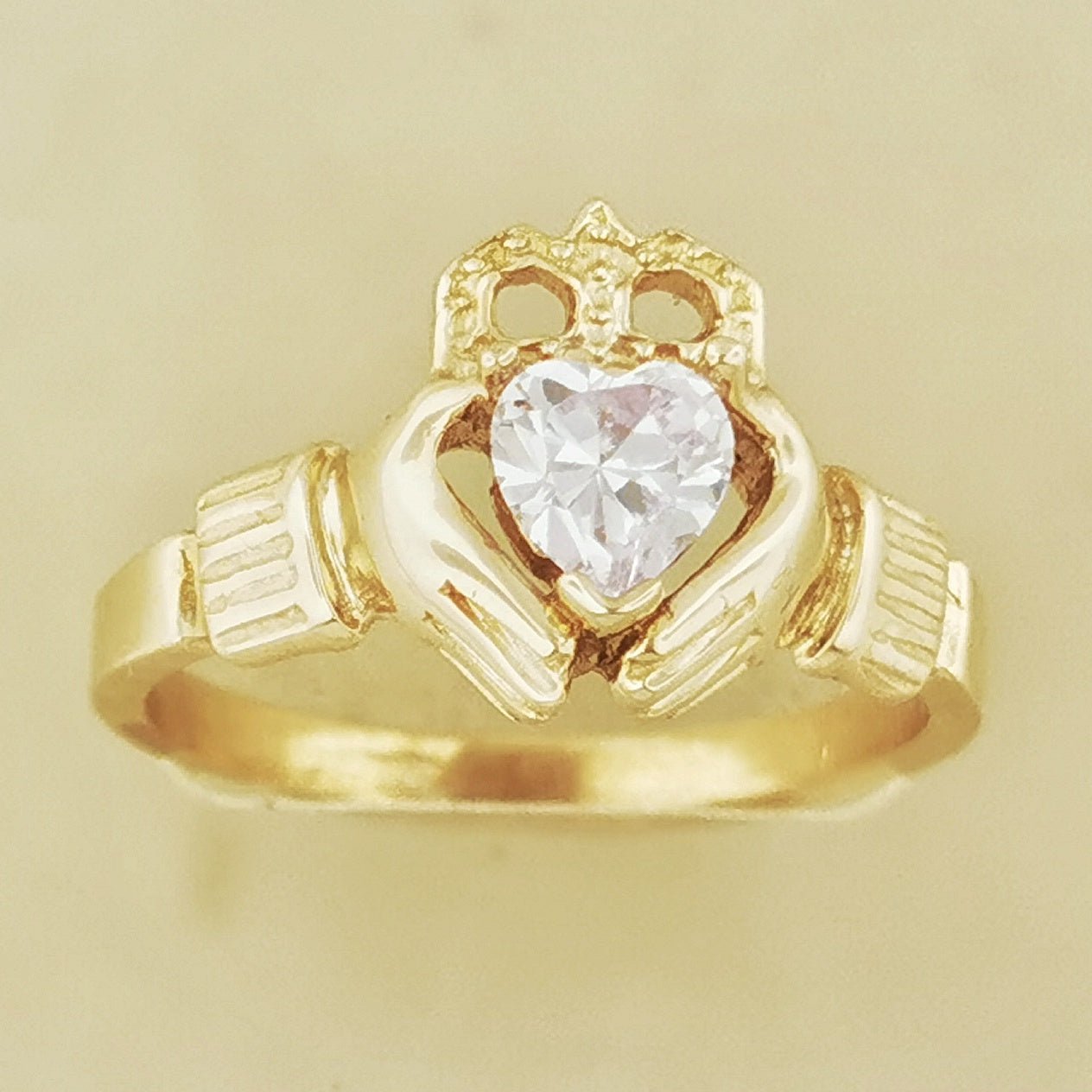 Antique Bronze Claddagh Ring with Birthstone Heart - Le Dragon Argenté