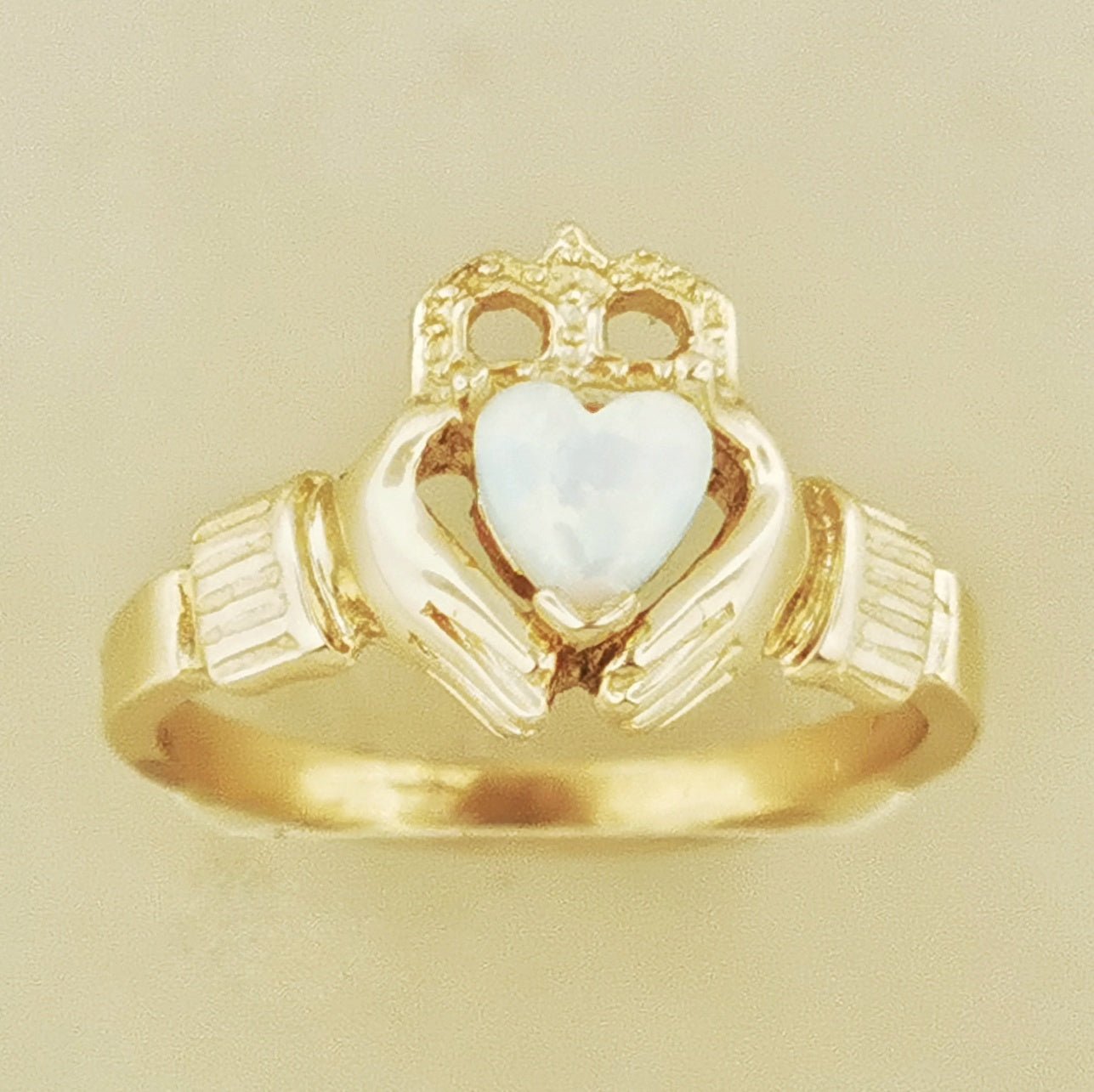 Antique Bronze Claddagh Ring with Gemstone Heart - Le Dragon Argenté