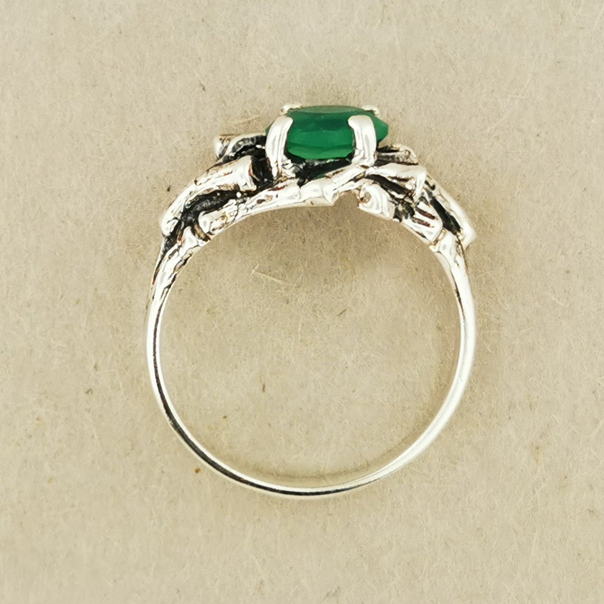 Bamboo Styled Gemstone Ring in Sterling Silver - Le Dragon Argenté