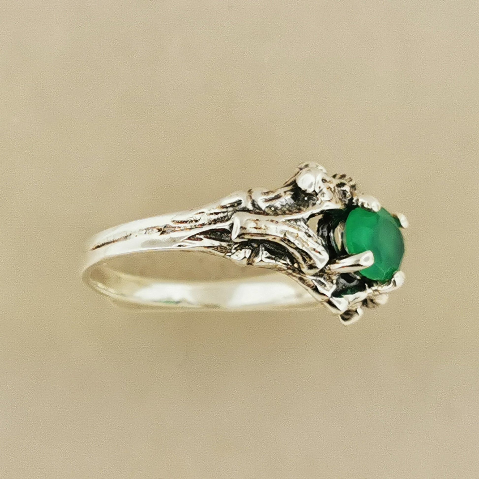 Bamboo Styled Gemstone Ring in Sterling Silver - Le Dragon Argenté