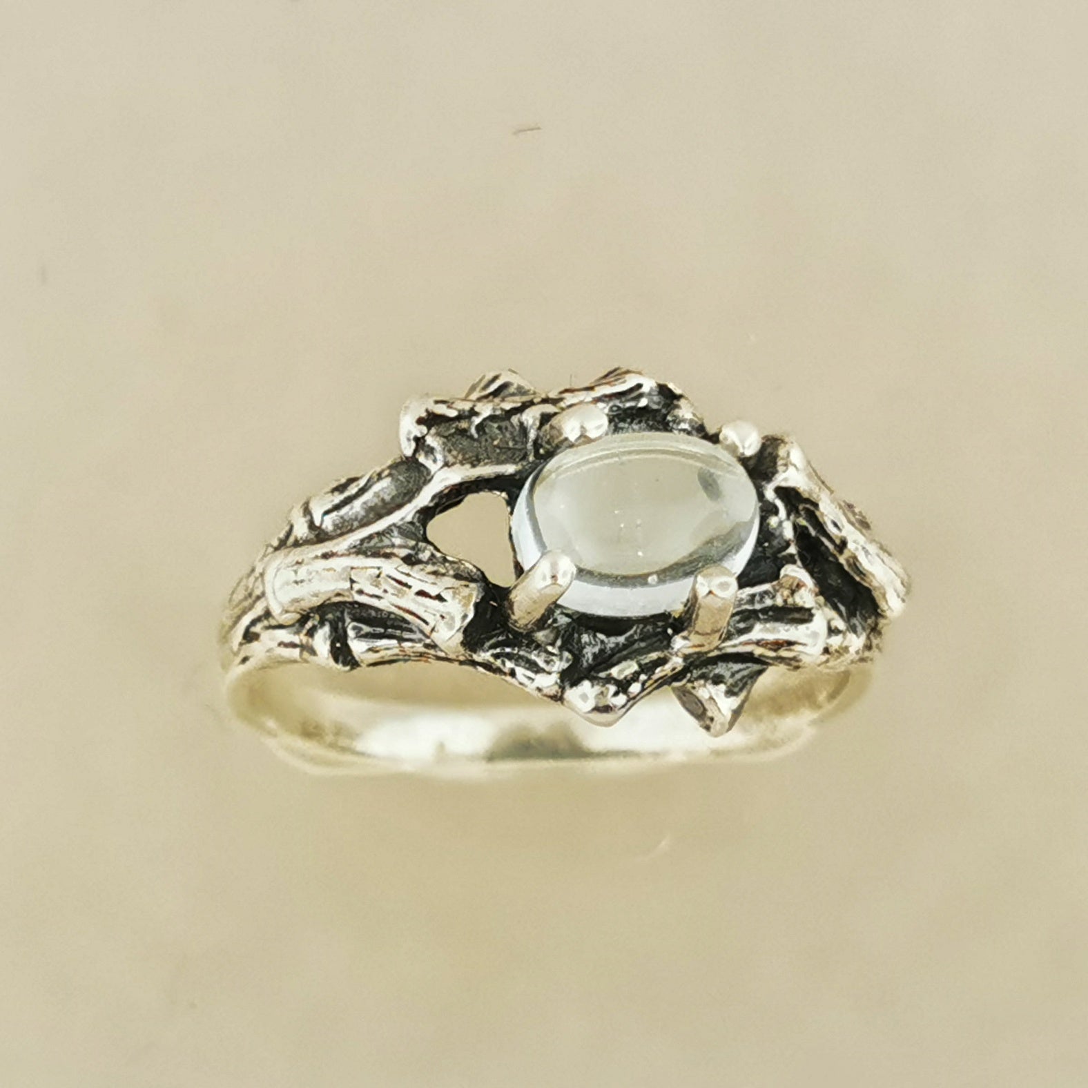 Bamboo Styled Gemstone Ring in Sterling Silver - Le Dragon Argenté
