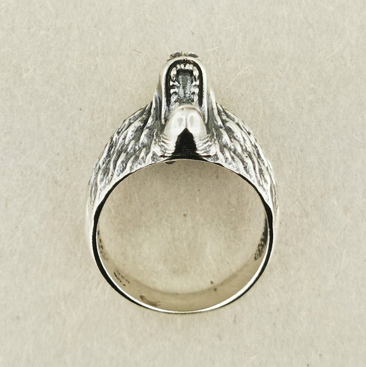 Top View Bear Head Ring in Sterling Silver - Le Dragon Argenté