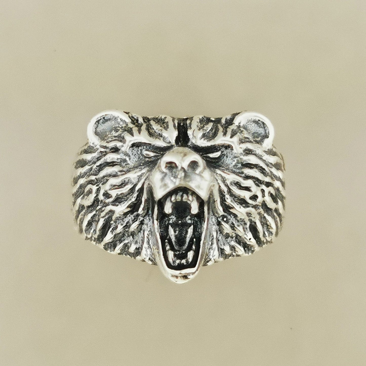 Bear Head Ring in Sterling Silver - Le Dragon Argenté