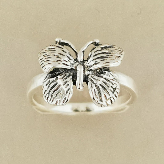 Butterfly Ring in Sterling Silver or Antique Bronze - Le Dragon Argenté