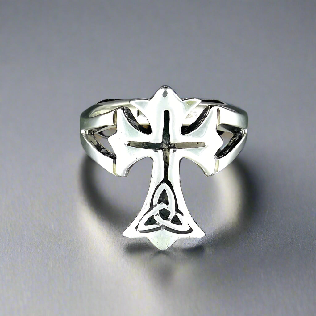 Celtic Cross Ring in Sterling Silver or Antique Bronze - Le Dragon Argenté