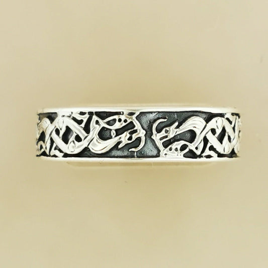 Celtic Hound Band In Sterling Silver - Le Dragon Argenté