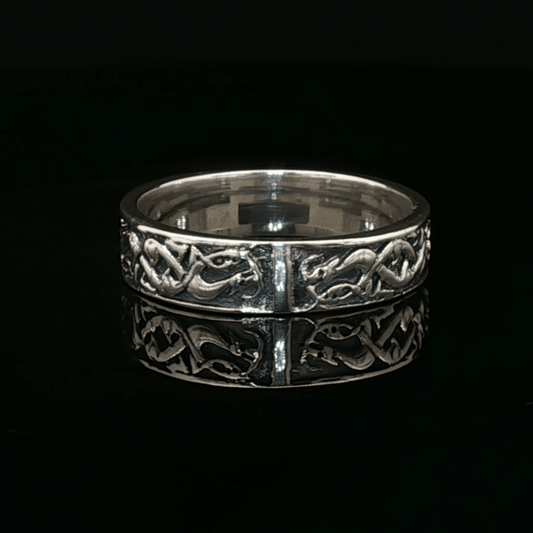 Celtic Hound Band In Sterling Silver - Le Dragon Argenté