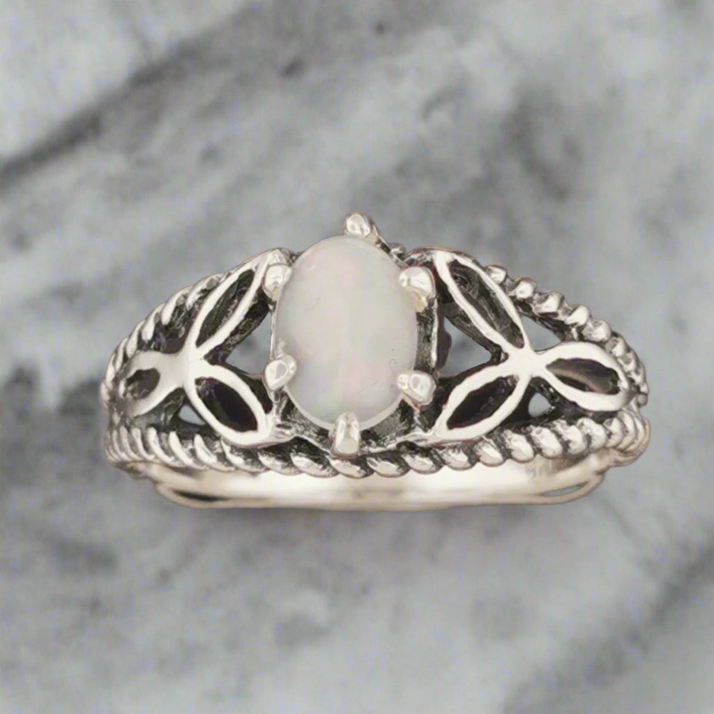 Celtic Triquetra Knotwork Gemstone Ring in Sterling Silver - Le Dragon Argenté