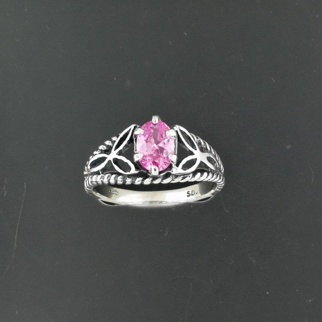 Celtic Triquetra Knotwork Gemstone Ring in Sterling Silver - Le Dragon Argenté