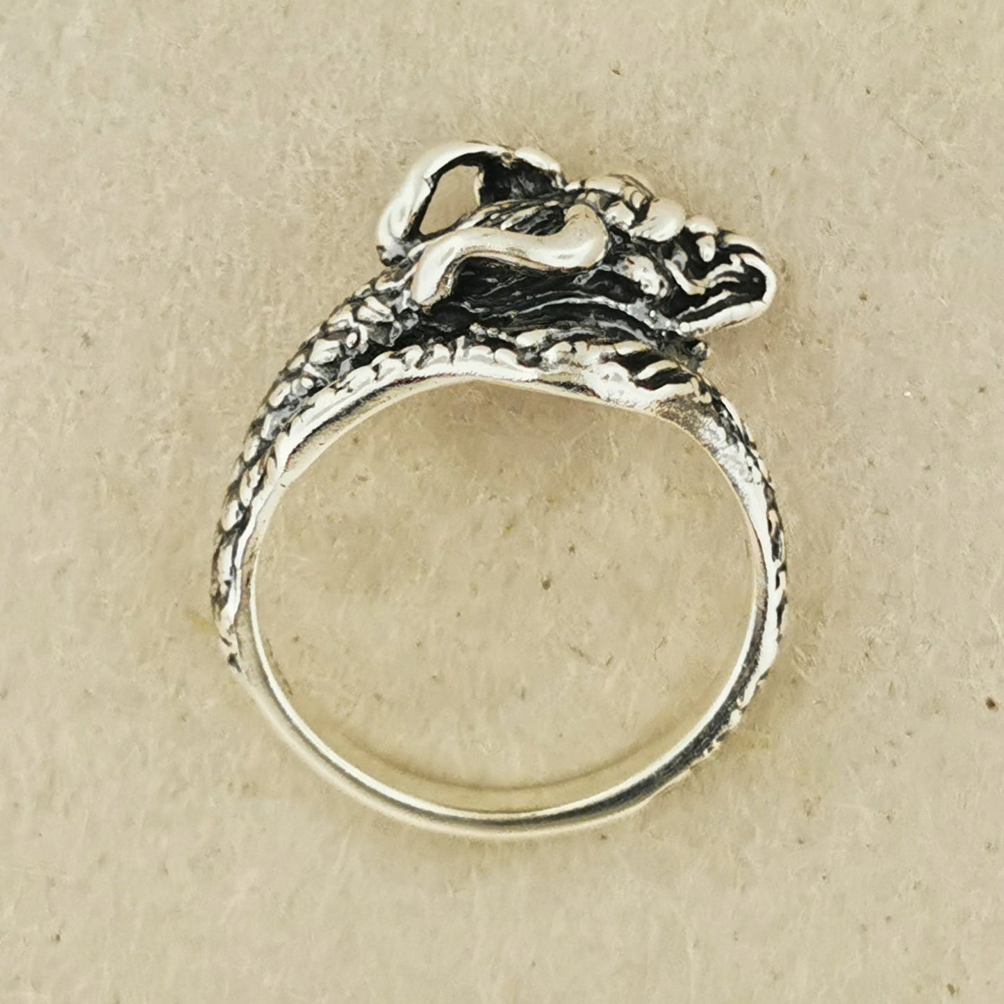Chinese Dragon Ring in Sterling Silver or Antique Bronze - Le Dragon Argenté