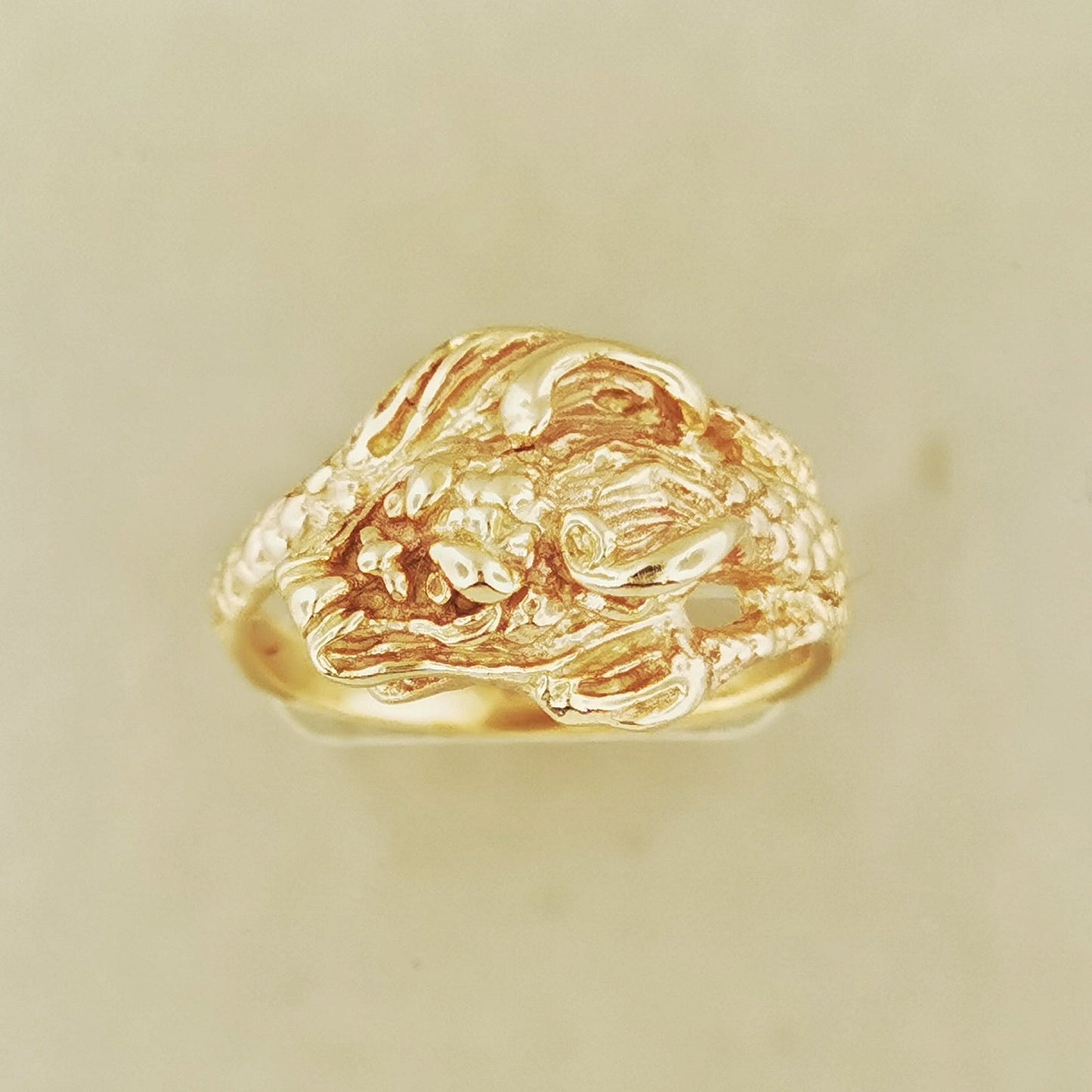 Chinese Dragon Ring in Sterling Silver or Antique Bronze - Le Dragon Argenté