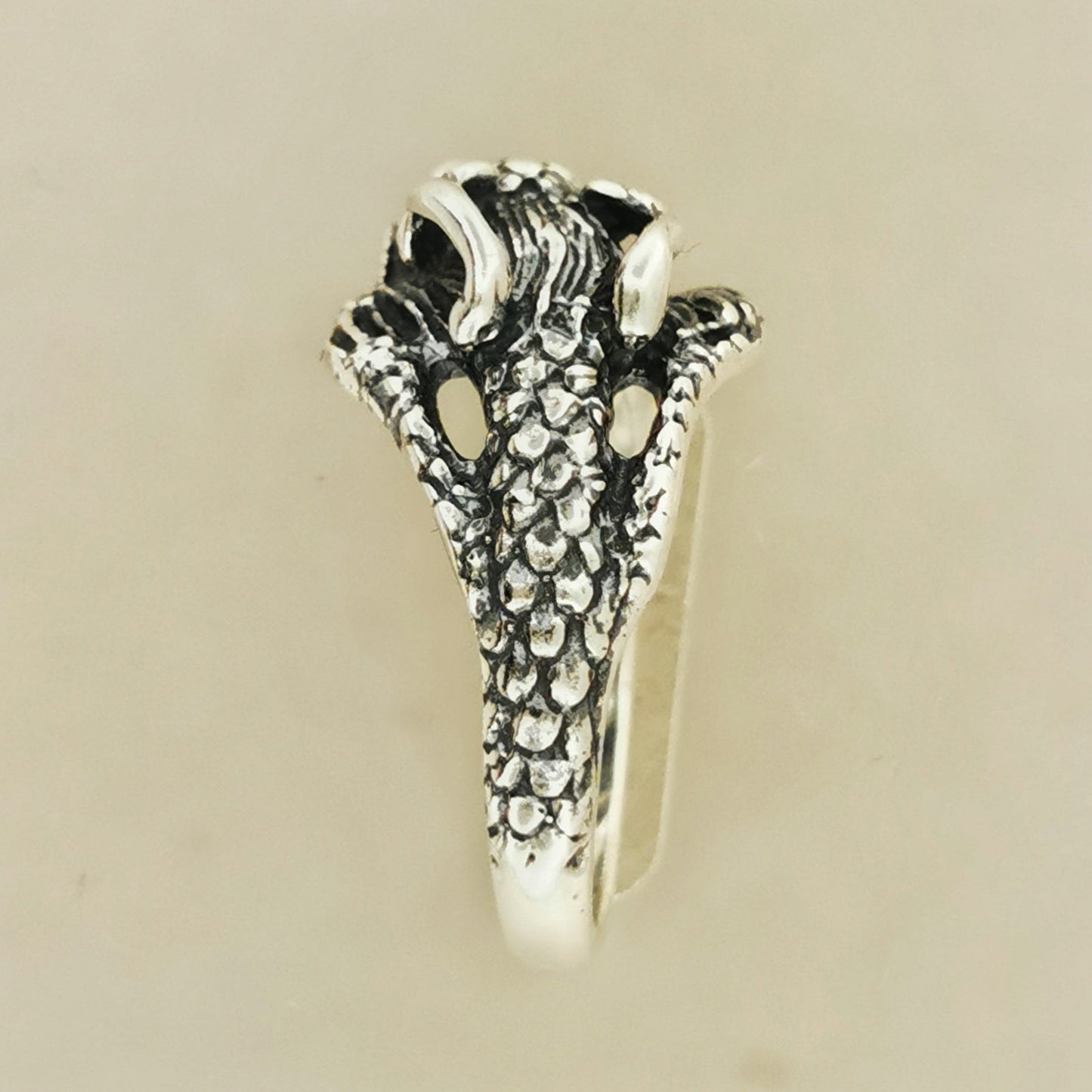 Chinese Dragon Ring in Sterling Silver or Antique Bronze - Le Dragon Argenté