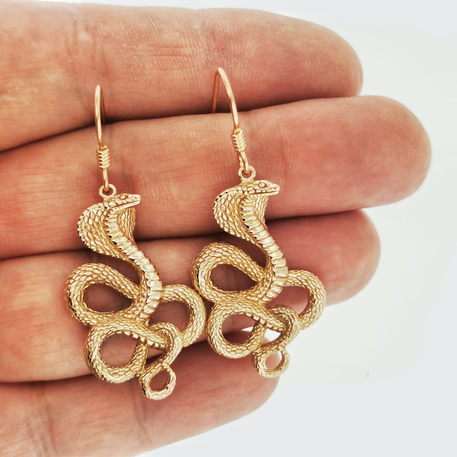 Cobra Earrings in Sterling Silver or Antique Bronze - Le Dragon Argenté