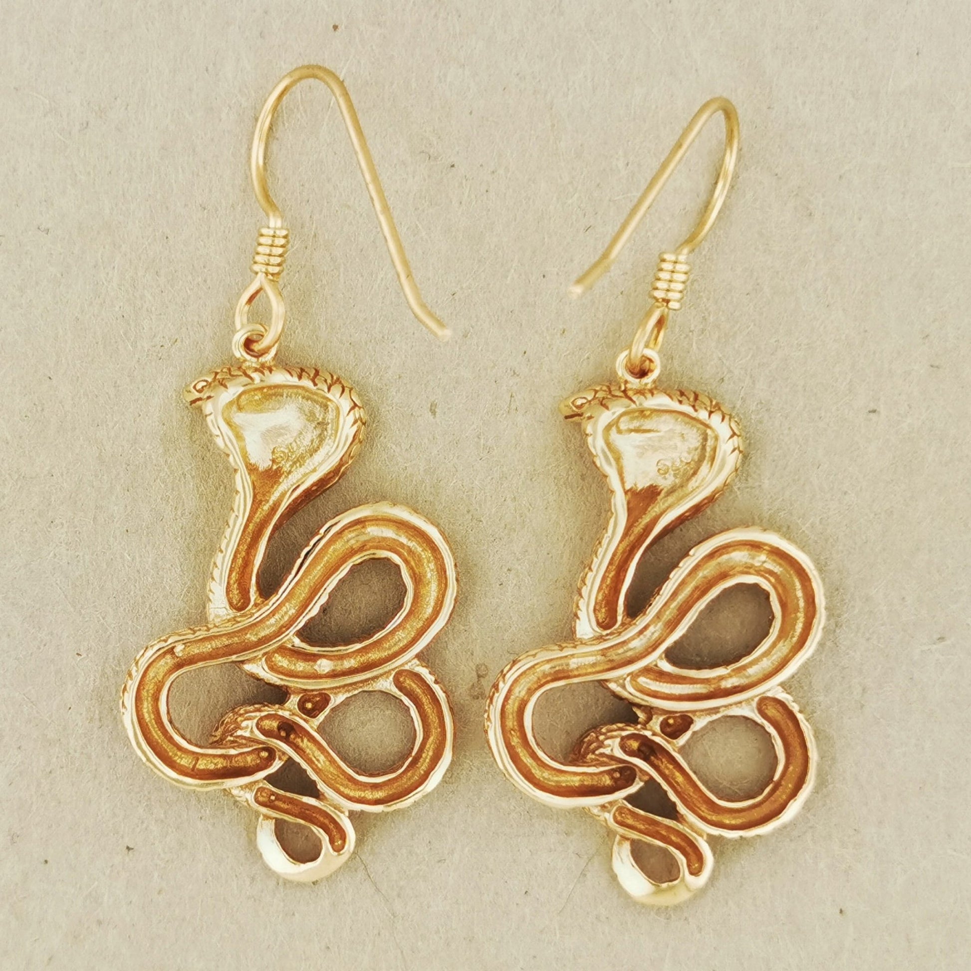 Cobra Earrings in Sterling Silver or Antique Bronze - Le Dragon Argenté