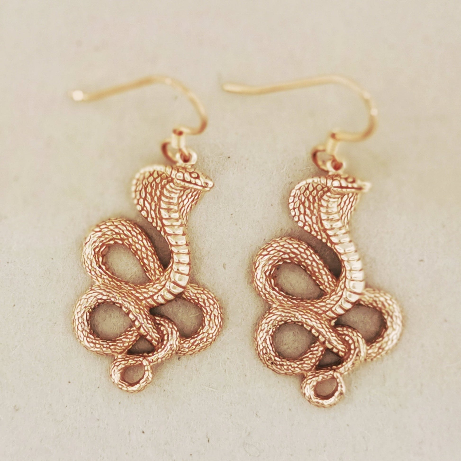 Cobra Earrings in Sterling Silver or Antique Bronze - Le Dragon Argenté