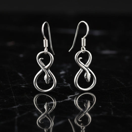 Coiled Snake Charm Earrings in Sterling Silver – Handmade Serpent Jewellery by Le Dragon Argenté