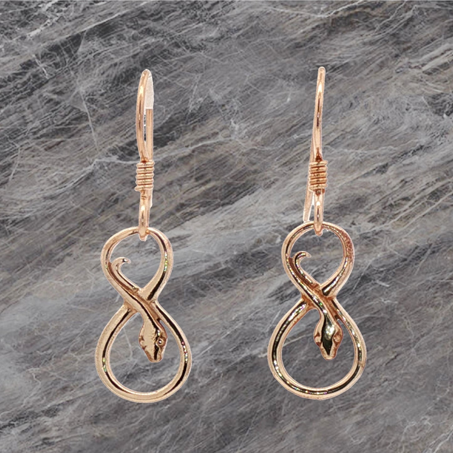 Coiled Snake Charm Earrings in Antique Bronze – Handmade Serpent Jewellery by Le Dragon Argenté