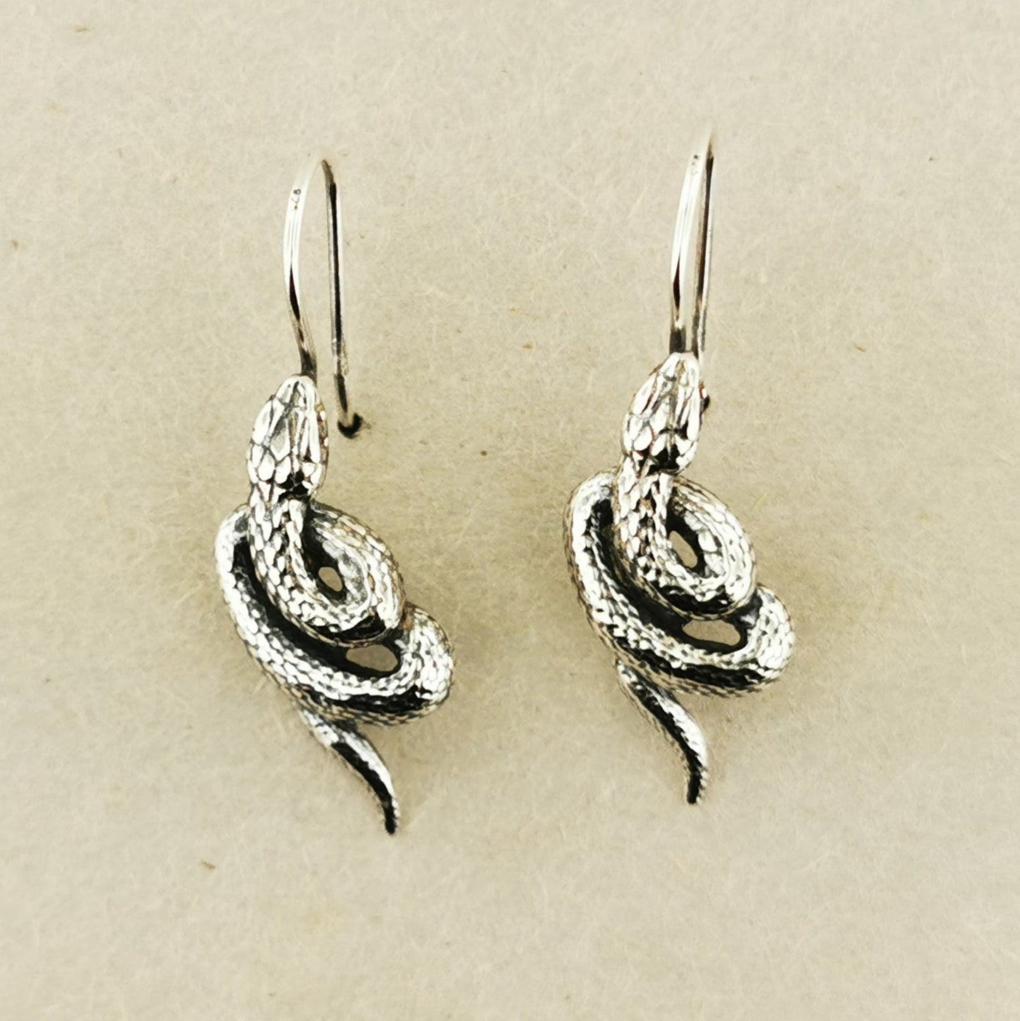 Coiled Snake Stud Earrings in Sterling Silver Ear Wire - Le Dragon Argenté