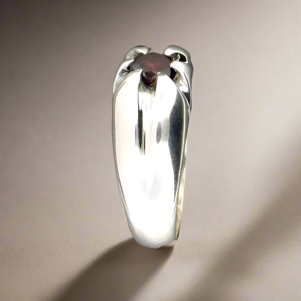 Custom Classic 6 Prong Gemstone Ring In Sterling Silver with Pink Sapphire - Le Dragon Argenté
