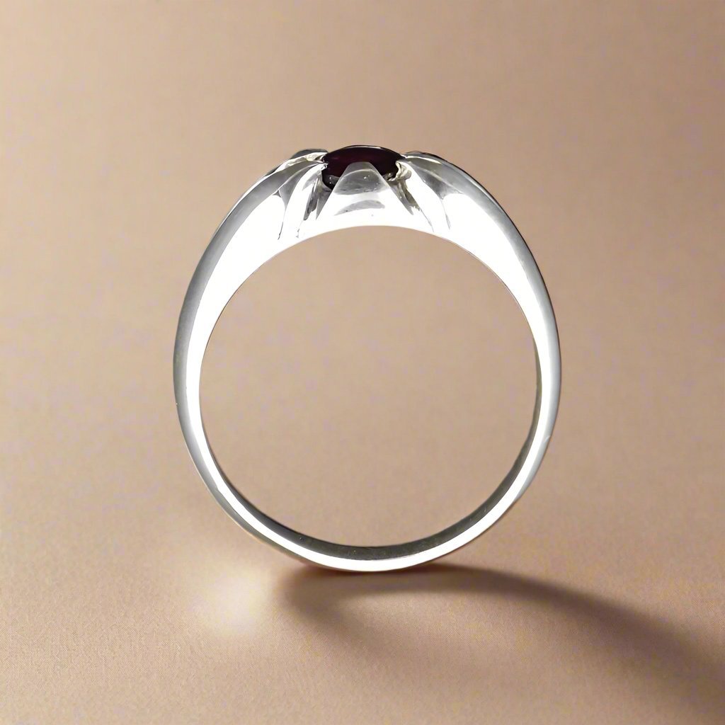 Custom Classic 6 Prong Gemstone Ring In Sterling Silver with Pink Sapphire - Le Dragon Argenté